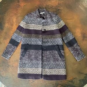 Zara Striped Trafuluc Tweed Woven Knit Jacket Coat size Small